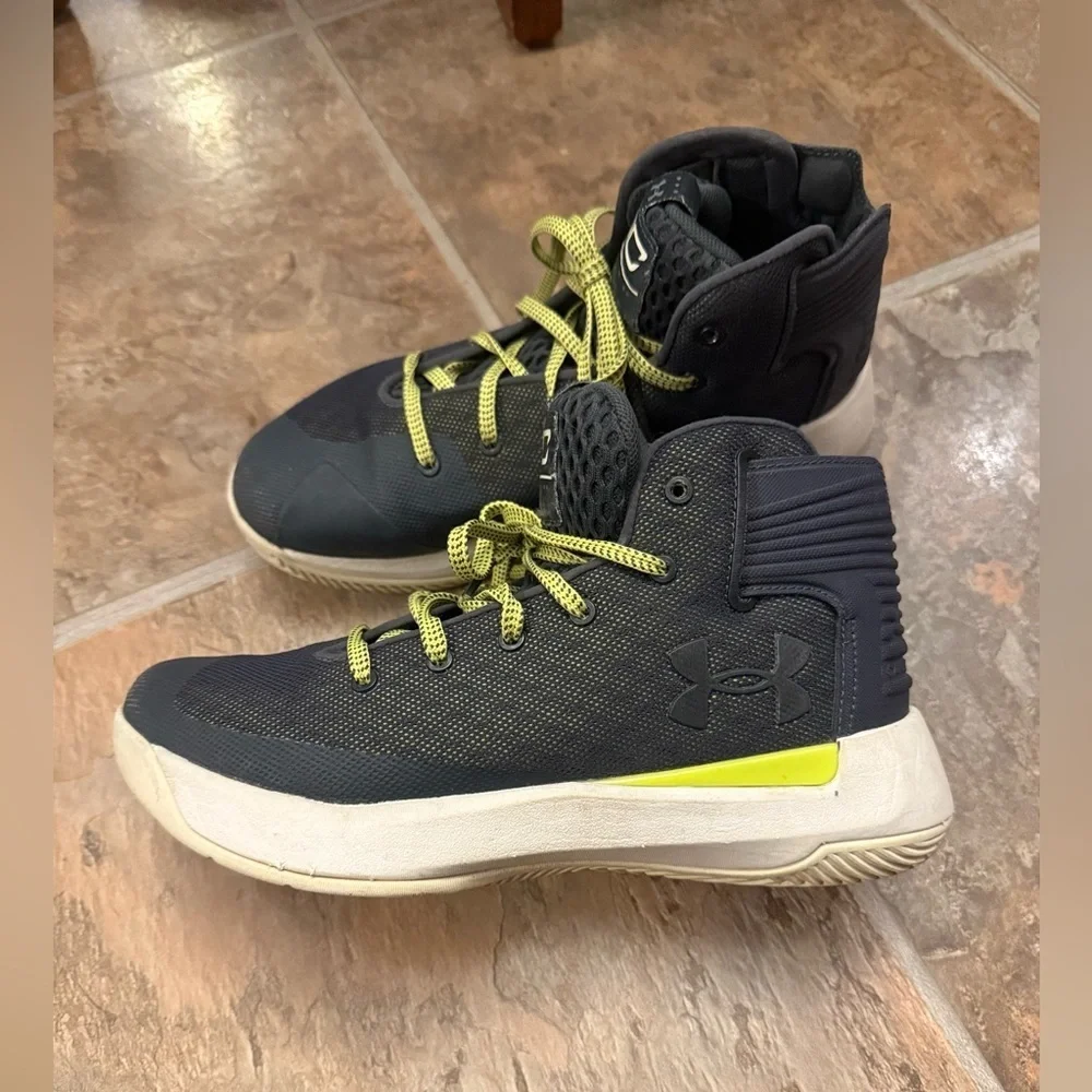 ❤️Under Armour Stephen Curry SC High-Top Basketball Shoes Navy Lime Sneakers